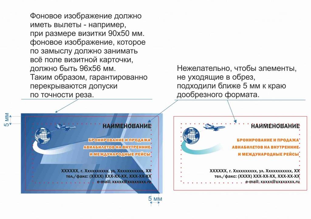 Требования к макетам визиток Требования к макетам визиток